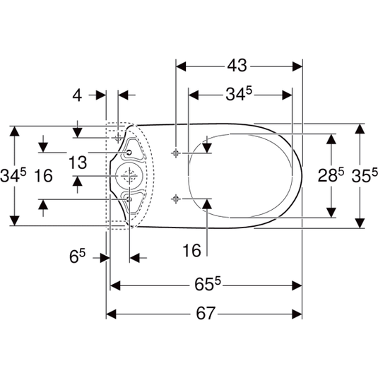 Geberit Selnova Close Coupled Pan 400x356x665mm White | 501.041.00.6