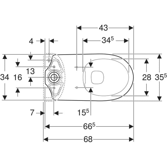 Geberit Selnova Rimless Semi-Shrouded Close Coupled Pan | 500.285.01.6