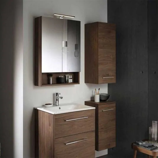 Geberit Selnova Square 2 Doors Mirror Cabinet 588mm Dark Hickory | 501.266.00.1