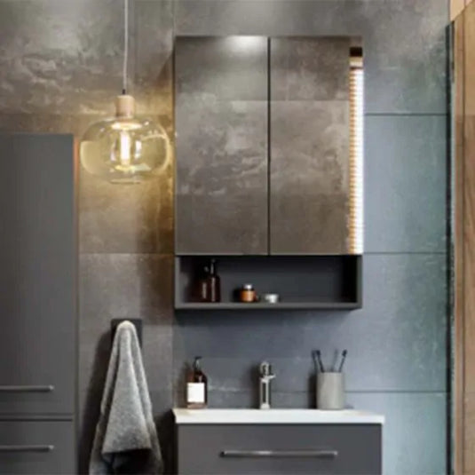 Geberit Selnova Square 2 Doors Mirror Cabinet 588mm Lava | 501.265.00.1