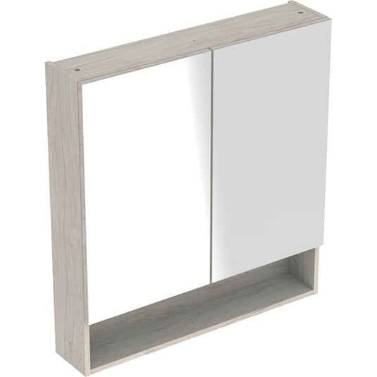 Geberit Selnova Square 2 Doors Mirror Cabinet 588mm Light Hickory | 501.267.00.1