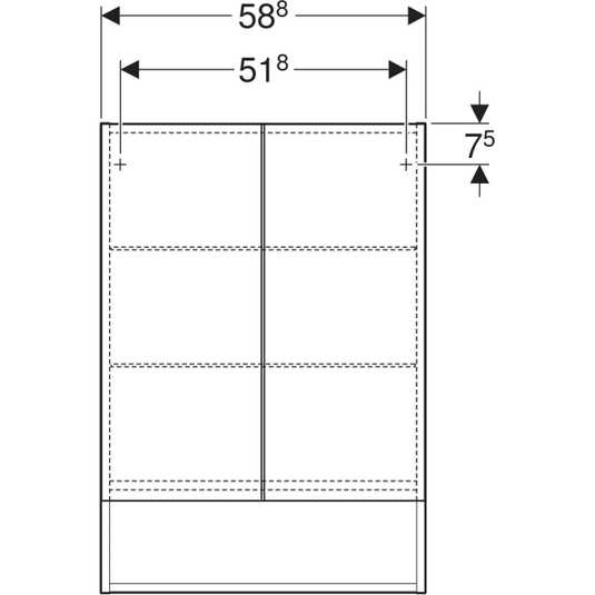 Geberit Selnova Square 2 Doors Mirror Cabinet 588mm Light Hickory | 501.267.00.1