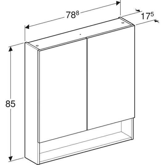 Geberit Selnova Square 2 Doors Mirror Cabinet 788mm Light Hickory | 501.271.00.1