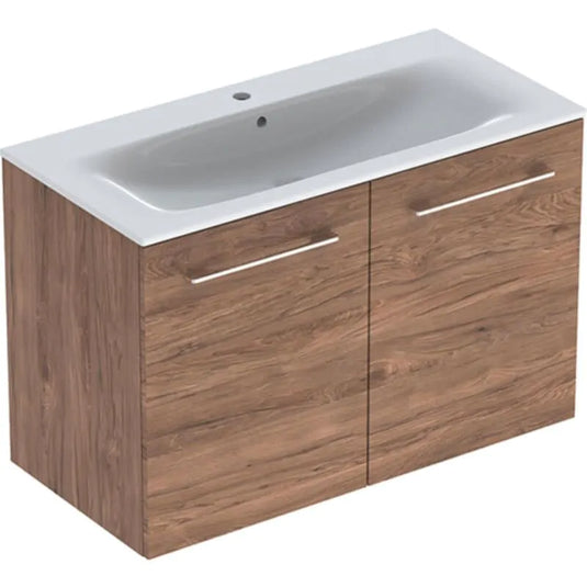 Geberit Selnova Square Slim Vanity Unit & Basin 2 Doors 1000mm Hickory | 501.262.00.1