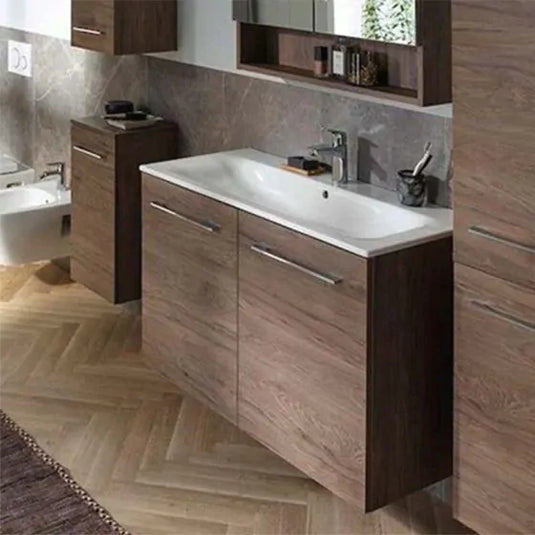 Geberit Selnova Square Slim Vanity Unit & Basin 2 Doors 1000mm Hickory | 501.262.00.1