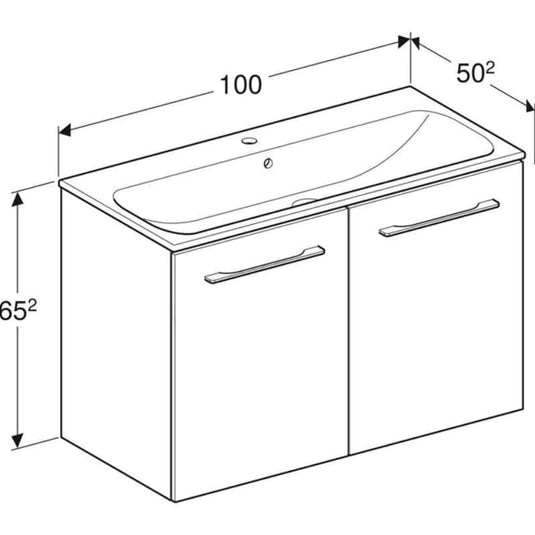 Geberit Selnova Square Slim Vanity Unit & Basin 2 Doors 1000mm Lava | 501.261.00.1