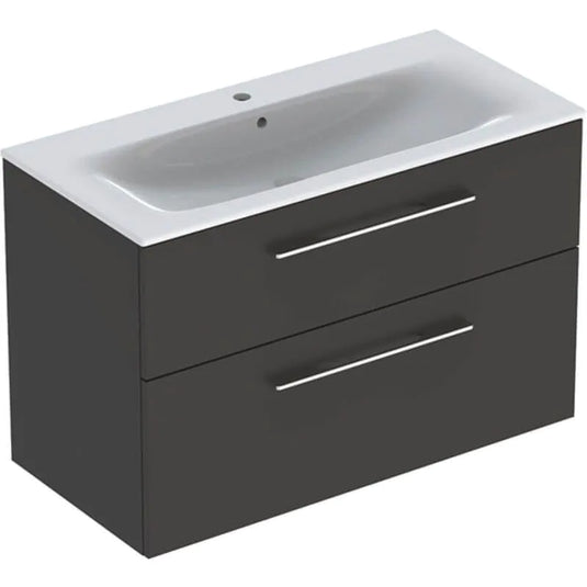 Geberit Selnova Square Vanity Unit & Basin 2 Drawers 1000mm Lava | 501.245.00.1