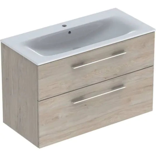 Geberit Selnova Square Vanity Unit & Basin 2 Drawers 1000mm Light Hickory | 501.247.00.1