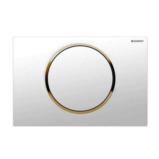 Geberit Sigma10 Round Single Flush Plate White & Gold | 115.758.KK.5