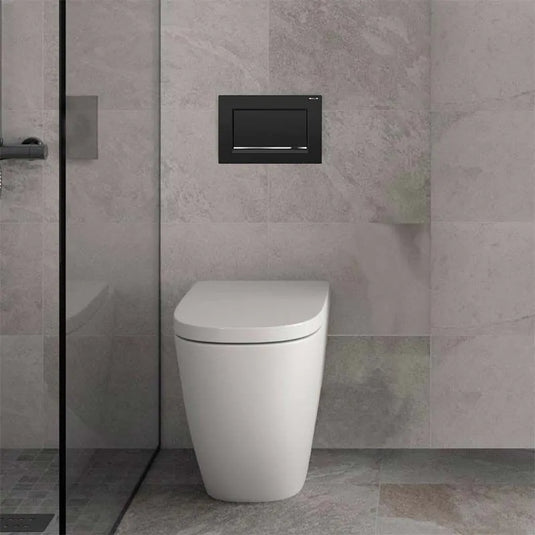 Geberit Sigma10 Square Single Flush Plate Stop & Go Screwable Matt Black & Gloss Chrome | 115.893.14.1