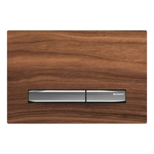 Geberit Sigma50 Square Dual Flush Plate Black Walnut & Chrome | 115.788.JX.2