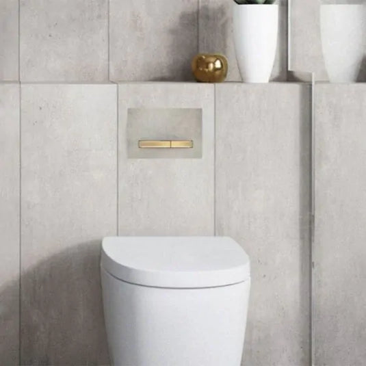 Geberit Sigma50 Square Dual Flush Plate Concrete Look & Brass | 115.672.JV.2