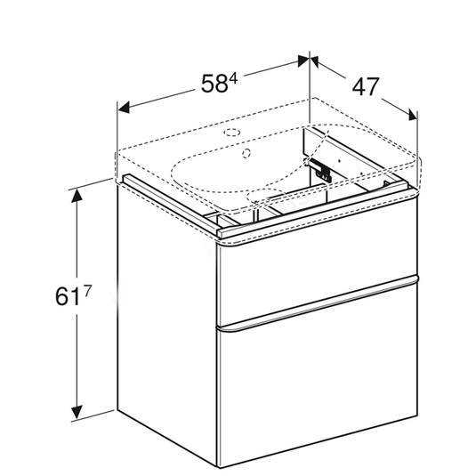 Geberit Smyle Square 2 Drawers Vanity Unit 600mm White | 500.352.00.1