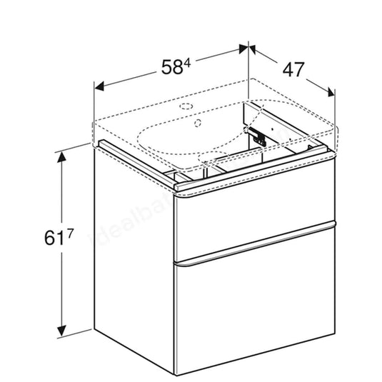 Geberit Smyle Square Vanity Unit 2 Drawers 600mm Hickory | 500.352.JR.1