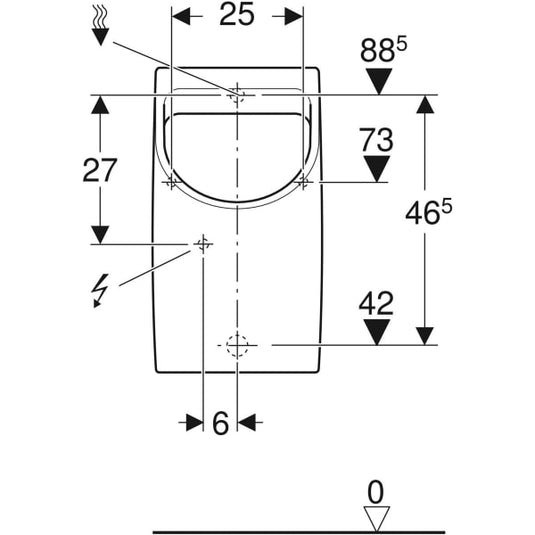 Geberit Smyle Urinal Rear Inlet & Outlet | 500.254.01.1