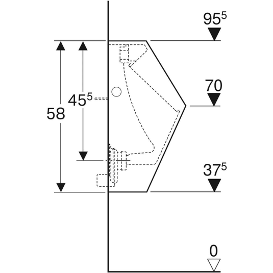 Geberit Smyle Urinal Rear Inlet & Outlet | 500.254.01.1