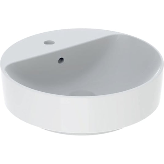 Geberit VariForm 450mm Round Countertop Basin 1 Tap Hole & Overflow White | 500.769.01.2