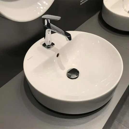 Geberit VariForm 450mm Round Countertop Basin 1 Tap Hole & Overflow White | 500.769.01.2