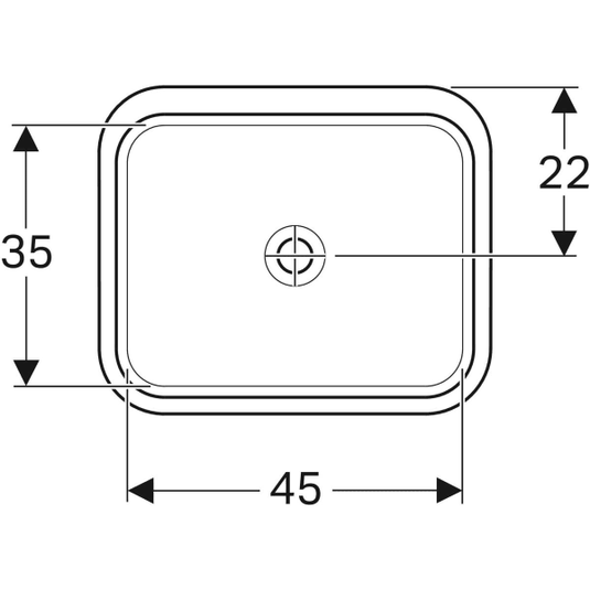 Geberit VariForm 450x350mm Rectangular Under-Countertop Basin | 500.762.01.2
