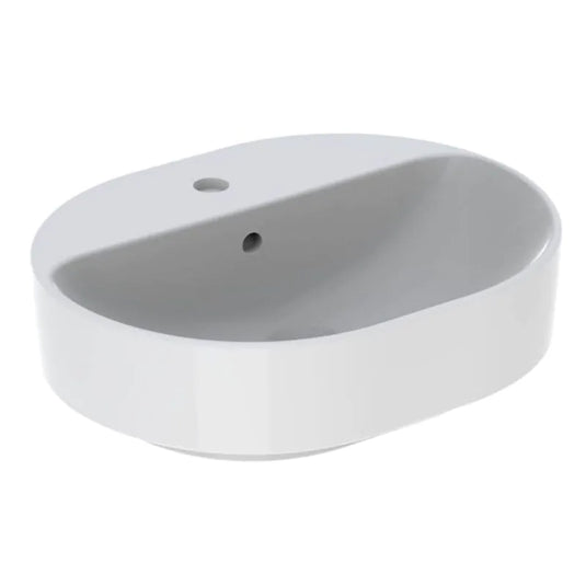 Geberit VariForm 500mm Lay-On Elliptic Countertop Basin 1 Tap Hole & Overflow White | 500.775.01.2
