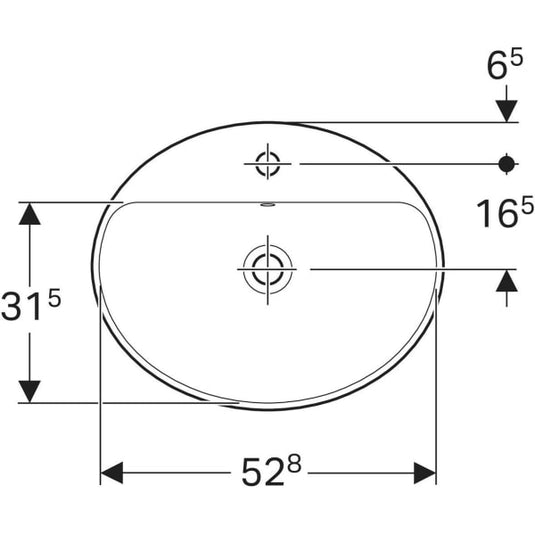 Geberit VariForm 550mm Oval Countertop Basin 1 Tap Hole & Overflow White | 500.720.01.2