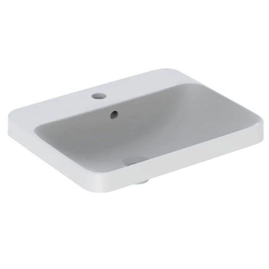 Geberit VariForm 550mm Rectangular Countertop Basin 1 Tap Hole & Overflow White | 500.740.01.2