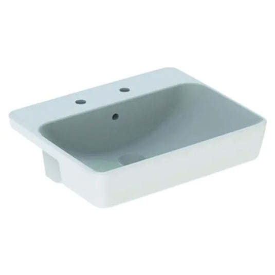 Geberit VariForm 550mm Square Semi-Recessed Basin 2 Tap Holes | 500.682.01.1
