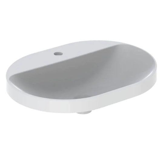 Geberit VariForm 600mm Elliptic Countertop Basin 1 Tap Hole White | 500.734.01.2