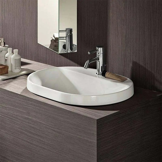 Geberit VariForm 600mm Elliptic Countertop Basin 1 Tap Hole White | 500.734.01.2