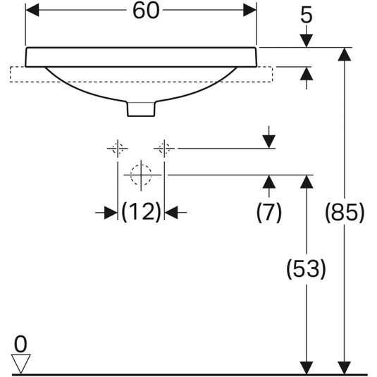 Geberit VariForm 600mm Oval Countertop Basin White | 500.726.01.2