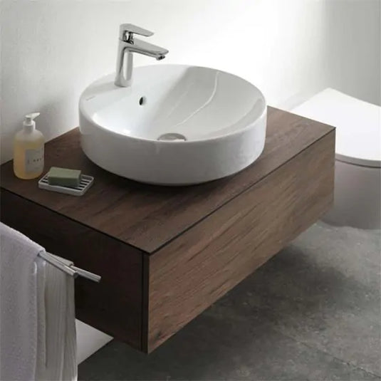 Geberit VariForm 750mm Vanity Unit for Lay On Washbasin 1 Drawer Shelf & Trap Hickory | 501.162.00.1