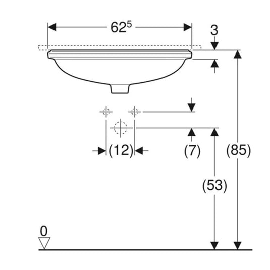 Geberit VariForm Elliptic Under-Countertop Basin with Overflow | 500.756.01.2