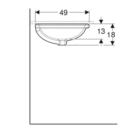 Geberit VariForm Elliptic Under-Countertop Basin with Overflow | 500.756.01.2