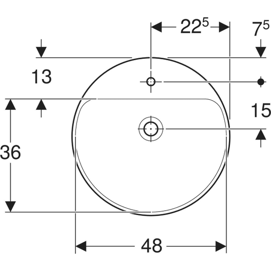 Geberit VariForm Round Semi-Recessed Basin 1 Tap Hole & Overflow | 500.782.01.2