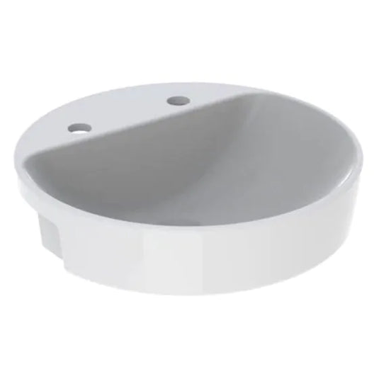 Geberit VariForm Round Semi-Recessed Basin 2 Tap Holes & Overflow | 500.783.01.2