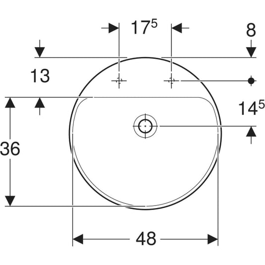 Geberit VariForm Round Semi-Recessed Basin 2 Tap Holes & Overflow | 500.783.01.2