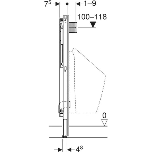 Geberit Wall-Hung Urinal Frame 112–130cm for Spray Head | 111.676.00.2