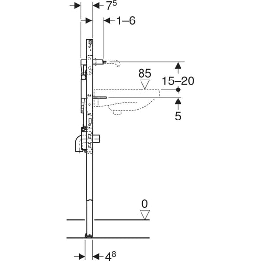 Geberit Washbasin Frame 112–130cm for One Wall-Mounted Tap | 111.069.00.2
