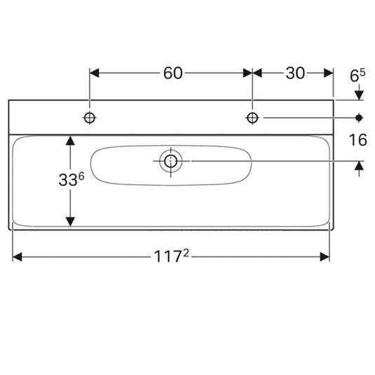 Geberit Xeno² 1200mm Wash Basin with Shelf Surface 2 Tap Holes | 500.550.01.1