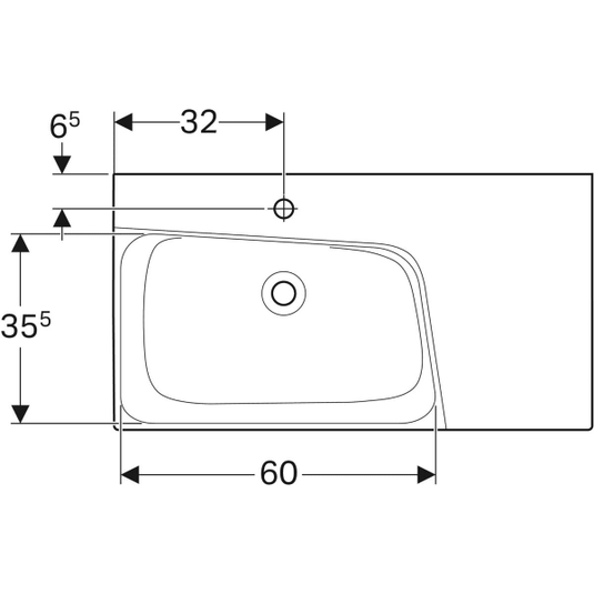 Geberit Xeno² 900mm Wash Basin with Shelf Surface 1 Tap Hole | 500.533.01.1