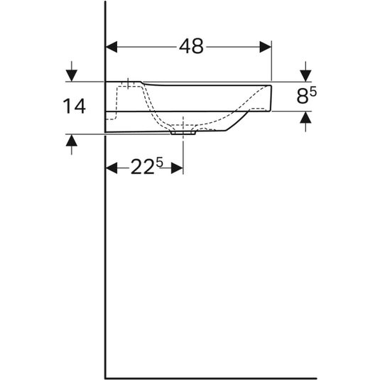 Geberit Xeno² 900mm Wash Basin with Shelf Surface 1 Tap Hole | 500.533.01.1