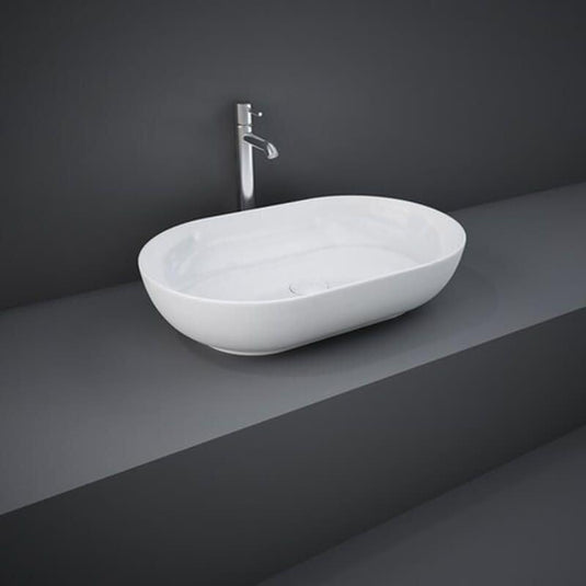 Rak Ceramics Feeling 55cm Oval Slim Countertop Wash Basin - Alpine White - FEECT5500AWHA