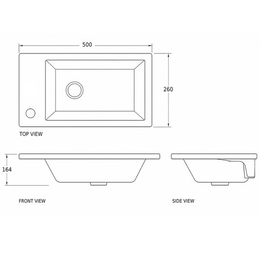Imex 500mm Cloakroom Ceramic 12mm Basin One Tap Hole White | QU50-CLOAK - Envy Bathrooms Ltd