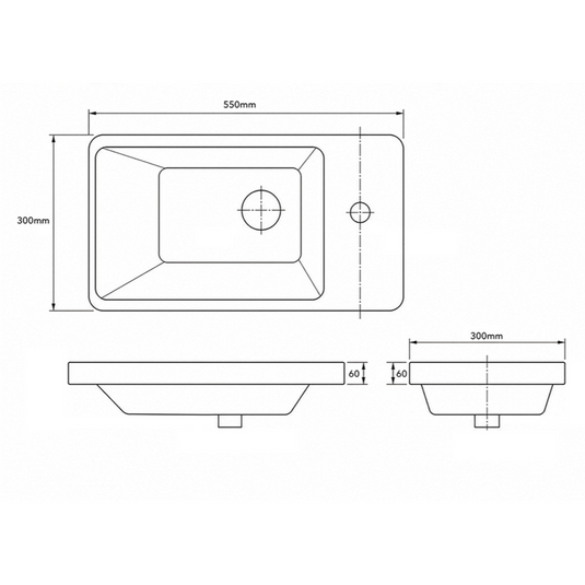 Imex 550mm Cloakroom Ceramic Basin 1 Tap Hole | LU50-CLOAK - Envy Bathrooms Ltd