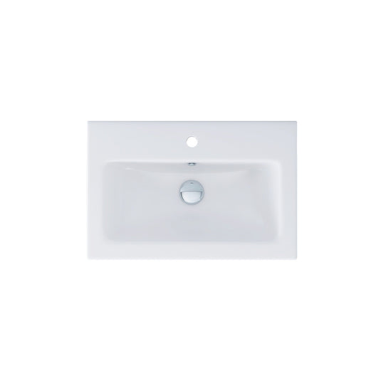 Imex 600mm Ceramic 12mm Basin One Tap Hole White | QU60-BAS - Envy Bathrooms Ltd