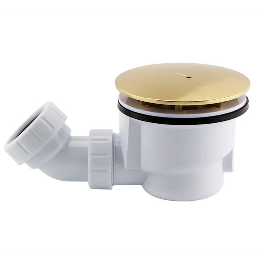 Imex 90mm Fast Flow Brushed Brass Shower Waste Including Angle Compression Connector 40mm - PBSTBB - Envy Bathrooms Ltd