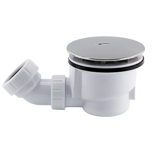 Imex 90mm Fast Flow Chrome Shower Waste Including Angle Compression Connector 40mm - PBSTCP - Envy Bathrooms Ltd