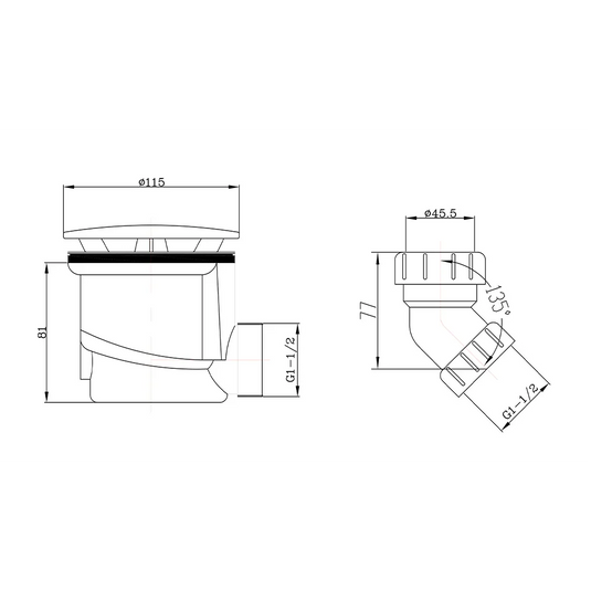 Imex 90mm Fast Flow Matt Black Shower Waste Including Angle Compression Connector 40mm - PBSTMB - Envy Bathrooms Ltd