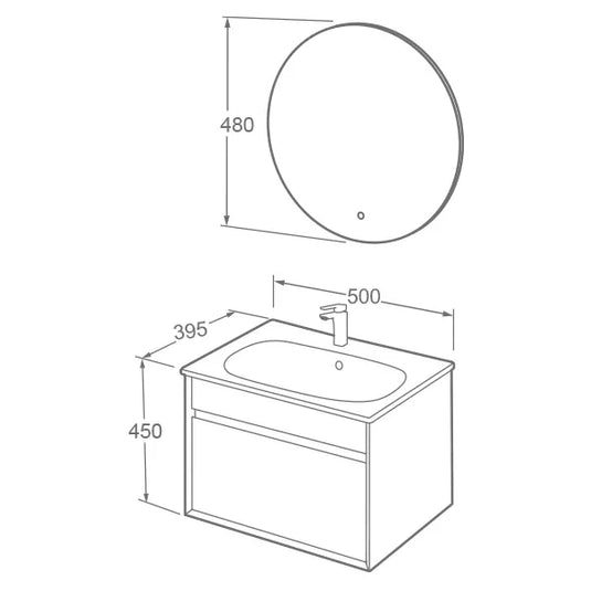 Imex Alma 500mm Single Drawer Wall Mounted Vanity Unit in Grey Marble - FZHF2784-500-B0004 - Envy Bathrooms Ltd