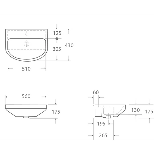 Imex Alma 560mm Semi Countertop Basin 350mm Projection One Tap Hole - LS10156 - Envy Bathrooms Ltd